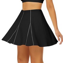 DeDary 여성용 테니스 스커트 포켓이 있는 여성용 치마바지 무릎 길이 플리츠 골프 운동 스커트 블랙 XL, X-Large, Black-e059
