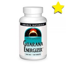 소스내추럴스 과라나 에너자이저 900mg 카페인 및 에너지 - 100정 233263, 1, 100 Count (Pack of 1)