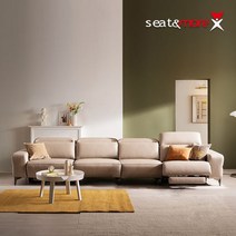 시트앤모어 로렌스 전동 6인 내추럴 세미아닐린 가죽 리클라이너 소파, 딥크림, 딥크림