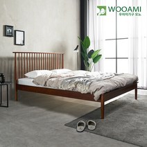 우아미가구 모노 헤베아 원목 퀸 침대프레임 FC5013, 브라운