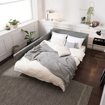 리바트 뉴 탐 저상형 퀸 침대 프레임 쿠션형 한쪽가드, 그레이