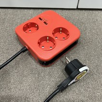 러그박스 큐브 사각 USB 2포트 멀티탭 3구 이지콕플러그 납작플러그 디자인 멀티탭, 사각 (뉴레드) 1.4M 이지콕플러그, 1개
