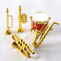 악기 1Set5Pcs 인형 집 액세서리 미니어처 악기 드럼 색소폰 트럼펫 가구 바비 하우스 112