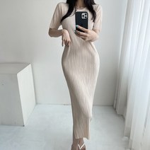 글램핏 / 여름 플리츠 시원한 주름 옆트임 반팔 롱원피스 6컬러