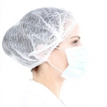 일회용 부직포 머리캡 100매 라운드캡 헤어캡, 블루