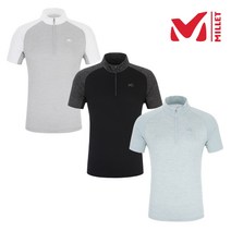 밀레 MILLET 남성 남자 여름 메쉬 소재를 사용하여 쾌적한 기능성 어깨 절개 포인트 반팔 집업 티셔츠