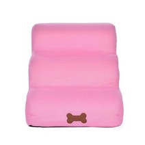 강아지런닝머신 고양이런닝머신침대용 애완 동물 계단 3 단계 쉬운 미끄럼 방지 개 넓은 초강력 고밀도 폼, 02 Pink