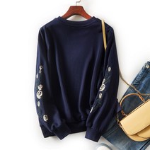 가을맨투맨 II 심플 스타일리쉬 장미꽃 자수 패치워크 와이드 루즈핏 슬림핏 여성 2512582489