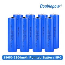 독일고출력전기톱 DOUBLEPOW 18650 충전식 리튬 이온 배터리 손전등 모바일 전원용 오리지널 37V 팩 2200mAh 100 신제품, 8.Pointed 8PC