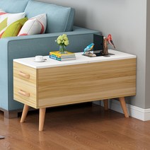 소파 사이드 테이블 좁은 거실 주방 소파 협탁 이케아st 수납장, 60x30x55 화이트 패널 + 라이트 월넛