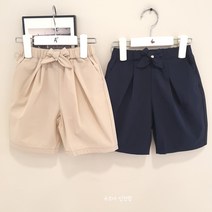 페리미츠 [북유럽ST] 코디하기 좋은 베이지 & 네이비 컬러~* 5부 레귤러핏 썸머 리본 팬츠 인천점