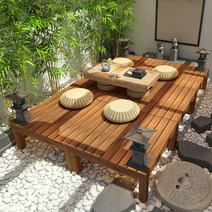 조립식 평상 야외 마루 정원 다다미 테이블 정원, 단일 발판 탄화 색상 1㎡