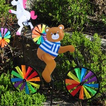 자전거타는곰돌이 바람개비 대형 축제 야외활동 캠핑장 정원소품 왕 유치원