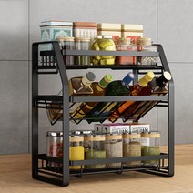 21세기트랜드 무볼트 철재 주방 양념 선반, 무볼트 철재 주방 양념선반 블랙