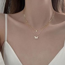 레이어드 골드 나비 목걸이 패션 추천NO.1 신주도금 듀얼 더블