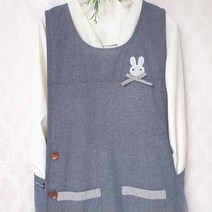 홈앨리스 앞치마 모음 어린이집교사앞치마 (55~99) 빅사이즈 앞치마, L, 02슈가토끼 그레이