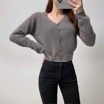 크로스컴퍼니 보들보들 크롭기장 제인 라쿤 니트 가디건 (7927094)