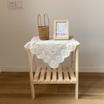 1+1 진심리빙 레이스 테이블보 홈카페 소품 협탁보, 크림 60×60cm, 크림 60×60cm