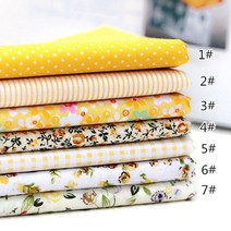 다채로운 코튼 원단 천 바느질 패치 워크 7 개 25x25cm 모듬 사전 컷 지방 분기 번들 DIY 수제 공예 재료 린넨코튼원단, 09 YELLOW