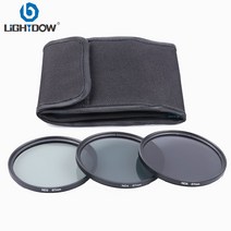 Lightdow 3 in 회색 ND2 ND4 ND8 렌즈 필터 키트 세트 49mm 52mm 77mm 캐논 니콘 소니 펜탁스 카메라 용, 67MM