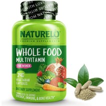 내츄렐로 홀 푸드 천영 유기농 여성을 위한 종합 미네랄 에너지 비타민 항산화제 Multivitamin for Women 240 cap, 240 정