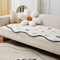 컬러 이미지 전면 불규칙 이형 소파 패드 사계절 공용 북유럽의 작고 상큼한 캐릭터 로맨틱 소파 커버 커버78131, 물결채상F, 80*90cm