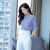 줄무늬셔츠 여름옷 개성 디자인 슬림핏 7053 2028432617