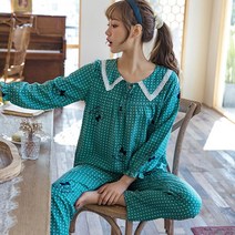 여성용 예쁜카라 땡땡이 잠옷 러블리 홈웨어 상하세트