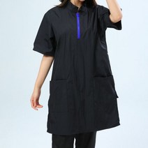 강아지 반려견 미용 카페 앞치마 가운 미용샵 털깎이 샵창업, 3XL, 블루 지퍼 긴 반팔 싱글 탑