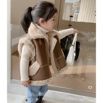 랑) 키즈 카라멜 털조끼 (100호~140호 ) 겨울 여아 남아 아동 털조끼 가죽조끼