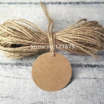 의류텍 5cm 화이트 블랙 브라운 크래프트 종이 빈 원형 라운드 포장 결혼식/ 사탕 상자 라벨100 개, 01 Brown