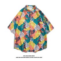 M-3XL 남성용 여름 루즈한 반팔 꽃무늬 셔츠 2137