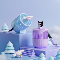 산리오 캐릭터 휴대용 목걸이 선풍기 충전식 저소음 미니 탁상용, 시나모롤