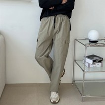 남자바지 캐주얼룩 남친룩 밴딩 카고 와이드 팬츠