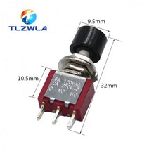 1Pcs 3Pin C-NO-NC 6mm 미니 순간 자동 리턴 푸시 버튼 스위치 ON-(ON) 2A 250VAC/5A 120VAC 토글, 01 Black