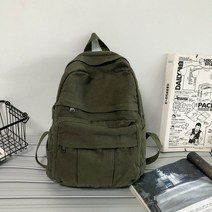 ONEPICK [안심구매 무료교환] 여성 인싸 책가방 솔리드 빈티지 워싱 캔버스 심플 백팩