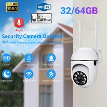 CCTV 2.4G WiFi CCTV IP 태양 전지 패널 보안 카메라 야간 투시경 2MP 1080P HD 360 회전 무선 야외, 04 EU With 64GB_01 EU 플러그