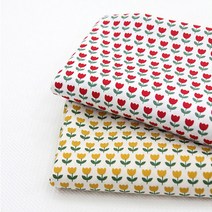면20수 평직 북유럽 튤립 패턴 2종 인테리어천 홈패션 패브릭 원단, 옐로우튤립