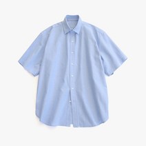 LAFUDGESTORE 라퍼지스토어 시티보이 빅오버 옥스포드 반팔 셔츠_Sky Blue_국내매장정품