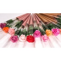 수앤로즈플라워 한송이비누꽃 크라프트지포장 한송이꽃 비누장미, 장미-라일락연연핑크