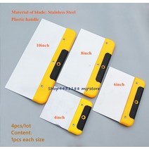 4개몫 quot6quot 8 스테인레스 스틸 스크레이퍼 블레이드 퍼티 필러 석고 건식 벽체 유연한 태핑 청소 도구, [01] 1pcs each size, 01 1pcs each size