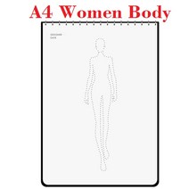 성경 필사 노트 A5 여성 패션 디자인 노트북 인체 템플릿 스케치 스타일 렌더링 의류 도구 매 용지 (120g), 04 A4 Women Vertical