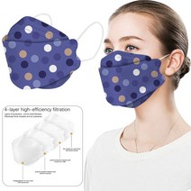 10PCS 성인 폴카 도트 인쇄 일회용 얼굴 마스크 물고기 모양의 Meltblown 헝겊 3d 보호 Earloop 붕대 Masques, 10 J
