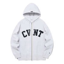 [커버낫 본사]오버핏 CVNT 후디 집업 헤더 그레이