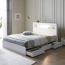 슬립스토아 디노 LED 멀티 수납 침대 프레임 매트리스 SS/Q/K, 4.침대+독립40T, 화이트
