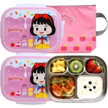 리틀미 스텐식판 세트 사과공주, 혼합색상, 뚜껑 2p + 스텐식판 + 가방
