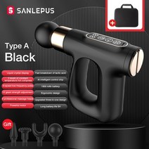 무선 마사지건 등 무릎 목 어깨 핸디 마사지기 전신 진동기 sanlepus 펄스 전기 뜨거운 압축 깊은 근육 이완 바디 타악기 통증 완화, 가방 포함 블랙, C형 충전