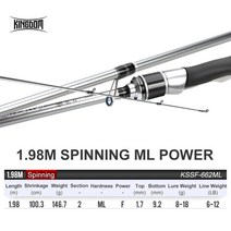 바다낚시대 민물낚시대 Kingdom실버 바늘 2 개 분리형 초경량 스피닝 낚싯대 UL L ML M MH 후지 링 탄소 섬유 주조 여행 로드, 1.98m Spinning ML+China