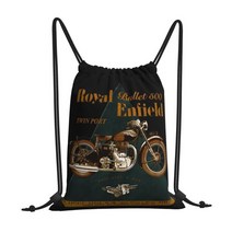 로얄엔필드 The Legendary Royal Enfield Bullet 500 Motorcycle Drawstring Bags Gym Bag Cute Training Storag, X-1.36x42cm - As the picture s