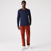 라코스테 브이넥 라이트웨이트 네이비 피마 코튼 저지 티셔츠 긴팔 상의 V-Neck Lightweight Pima Cotton Jersey T-shirt